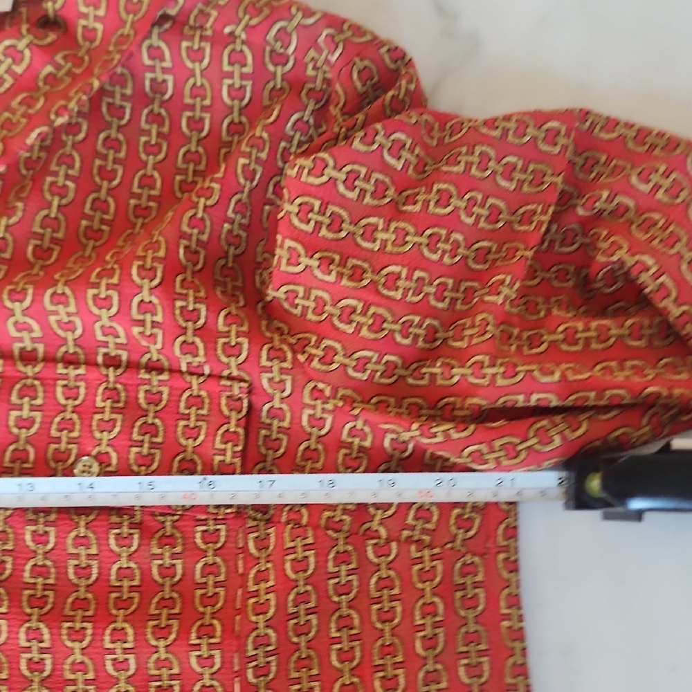 Michael Kors Red and Gold Chain Blouse - Picture 6 of 7